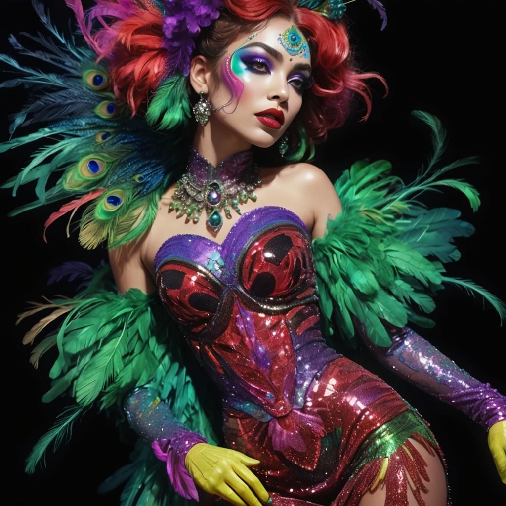 Rainbow Woman Portrait in Vibrant 3D Digital Art