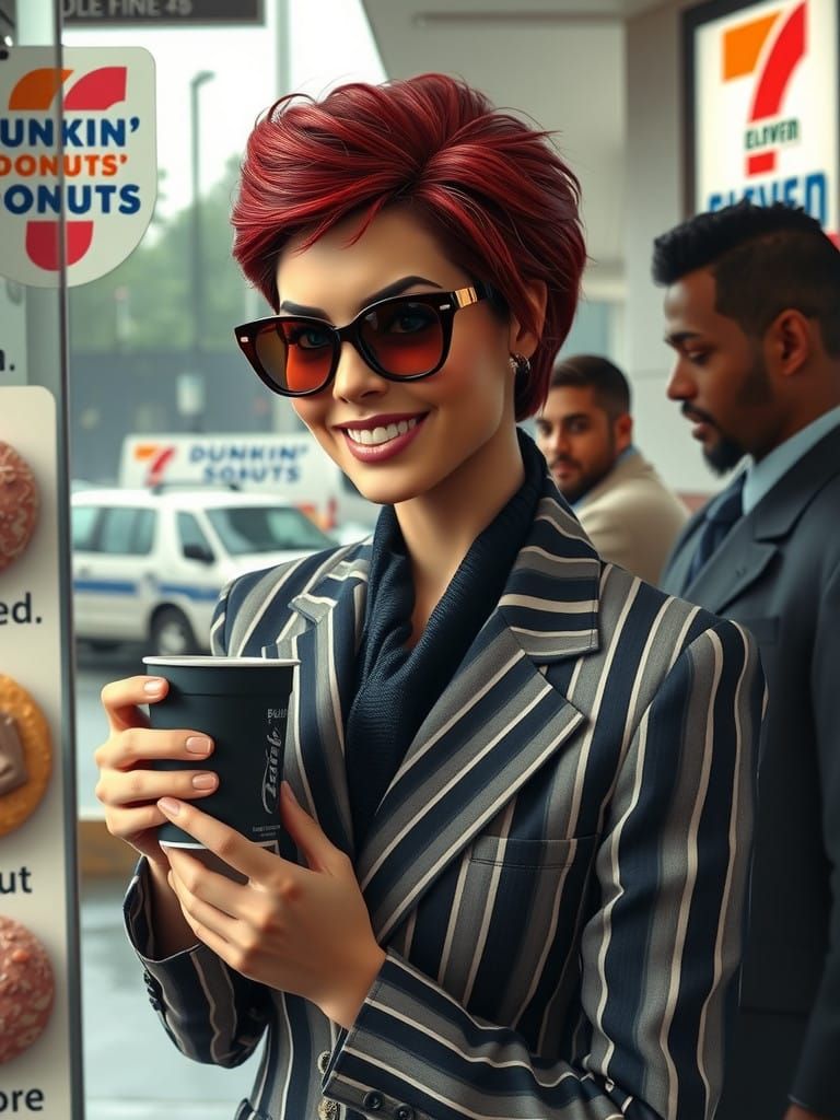 Hyperrealistic Portrait of a Stylish Businesswoman in a Busy...