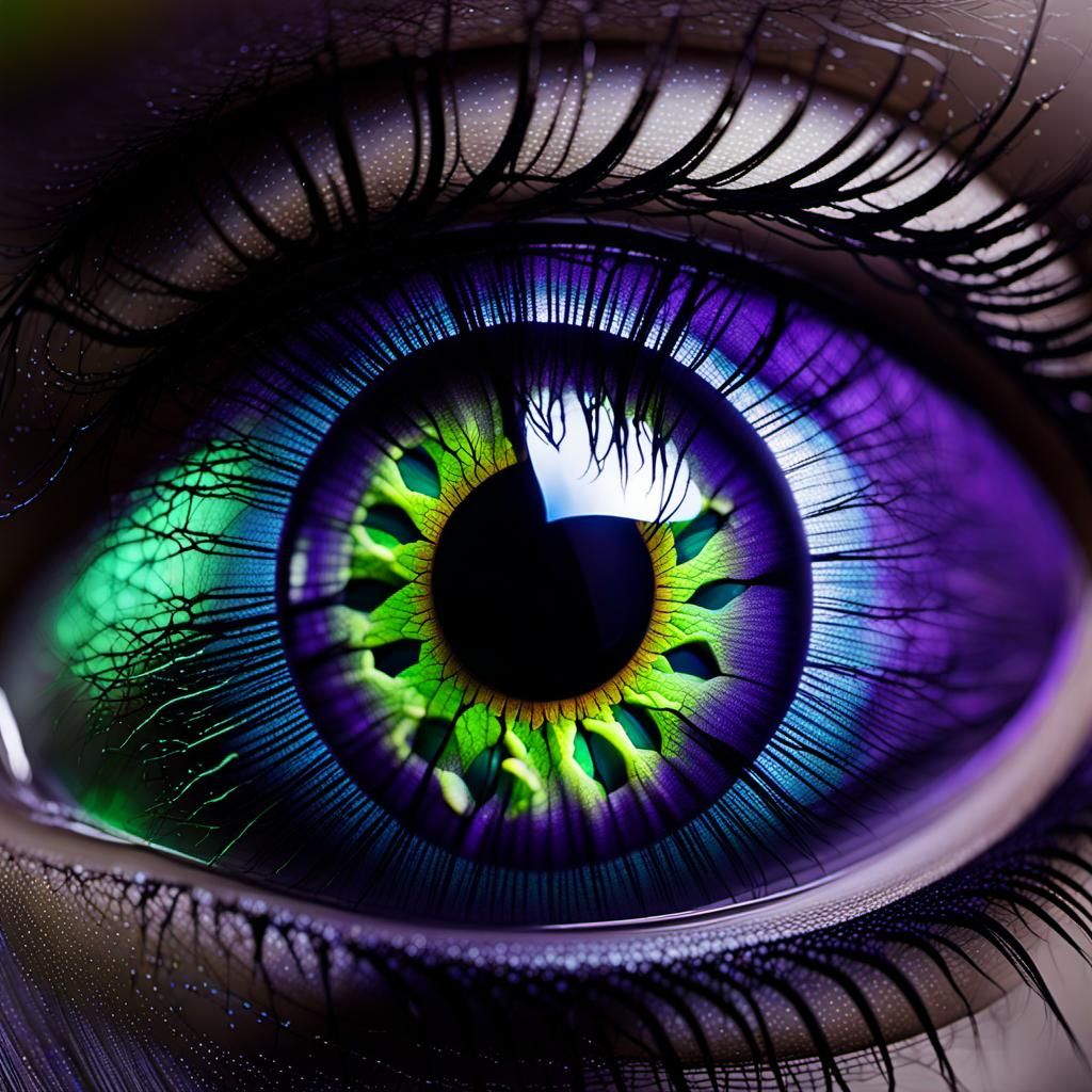 Electric Purple Eye in Volcanic Hyperspace, Hyperrealistic