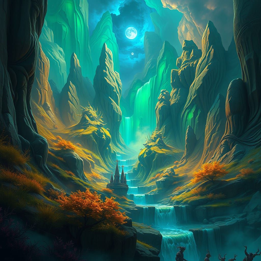 Surreal Fantasy Landscape in Hyper-Realistic Style