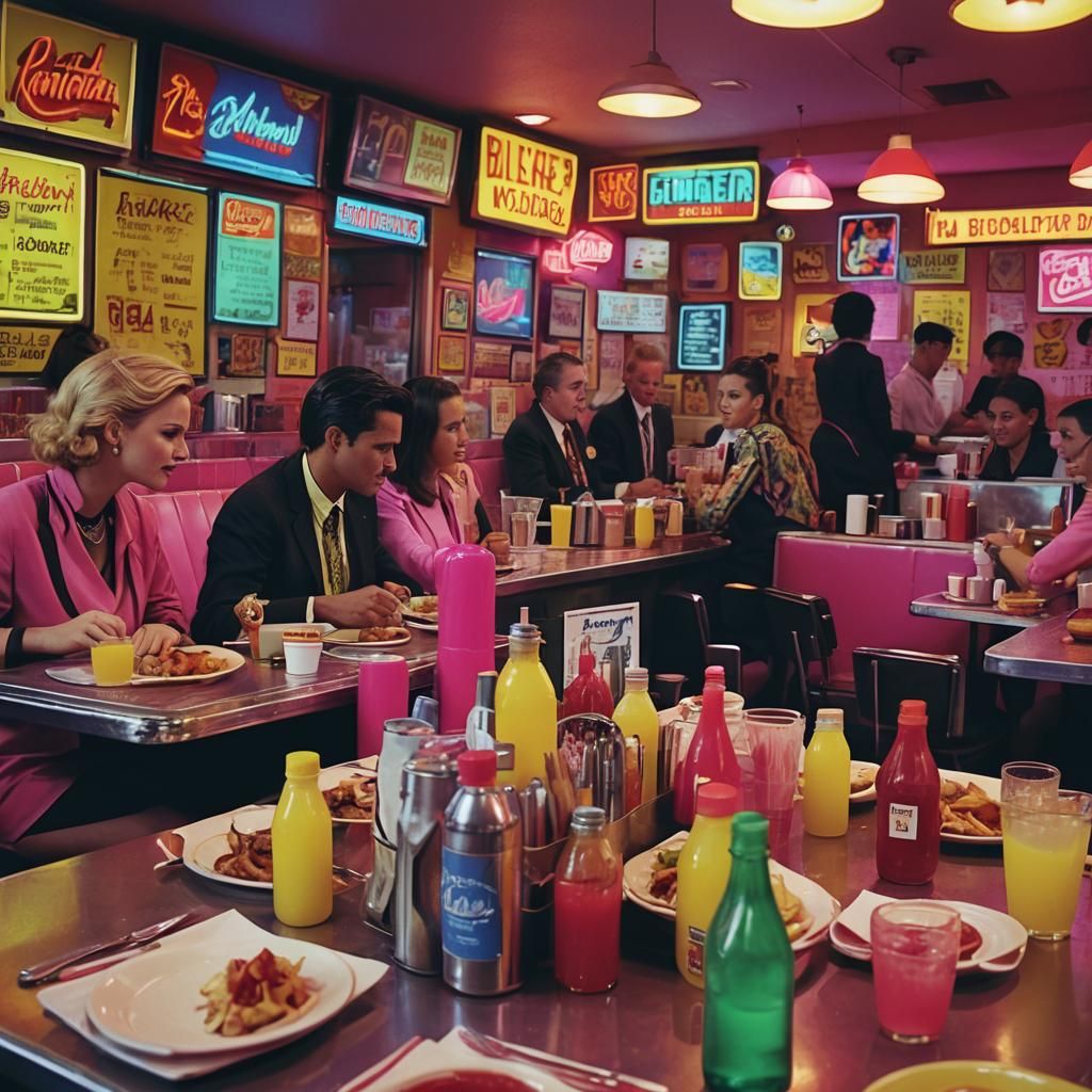 Business Luncheon in Pop Art Style