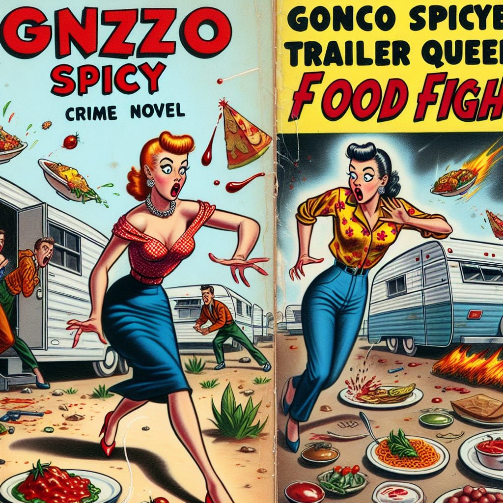 1950s Noir Comic Book Cover Food Fight