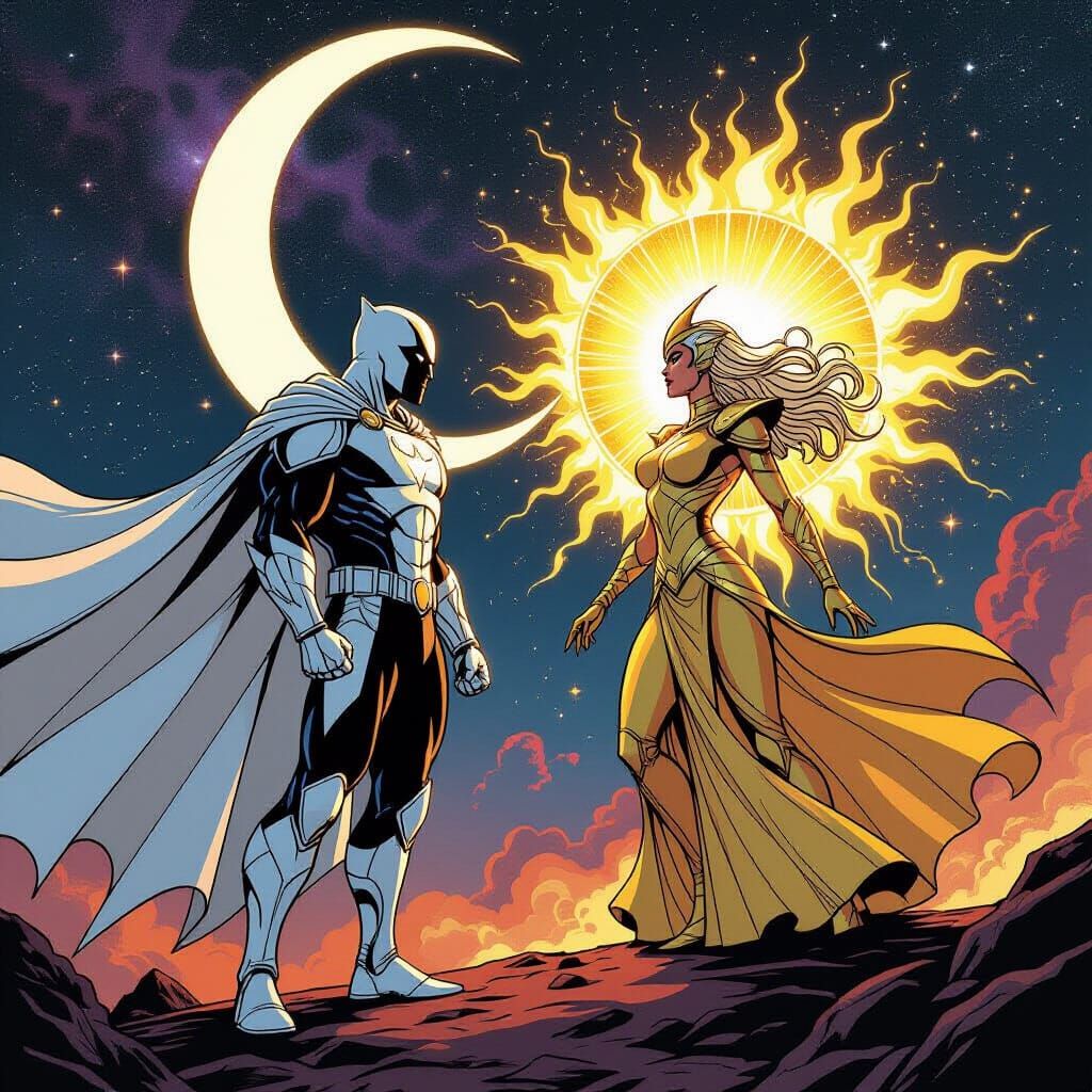 Moon Knight Battles Sun Sorceress in Cosmic Conflict