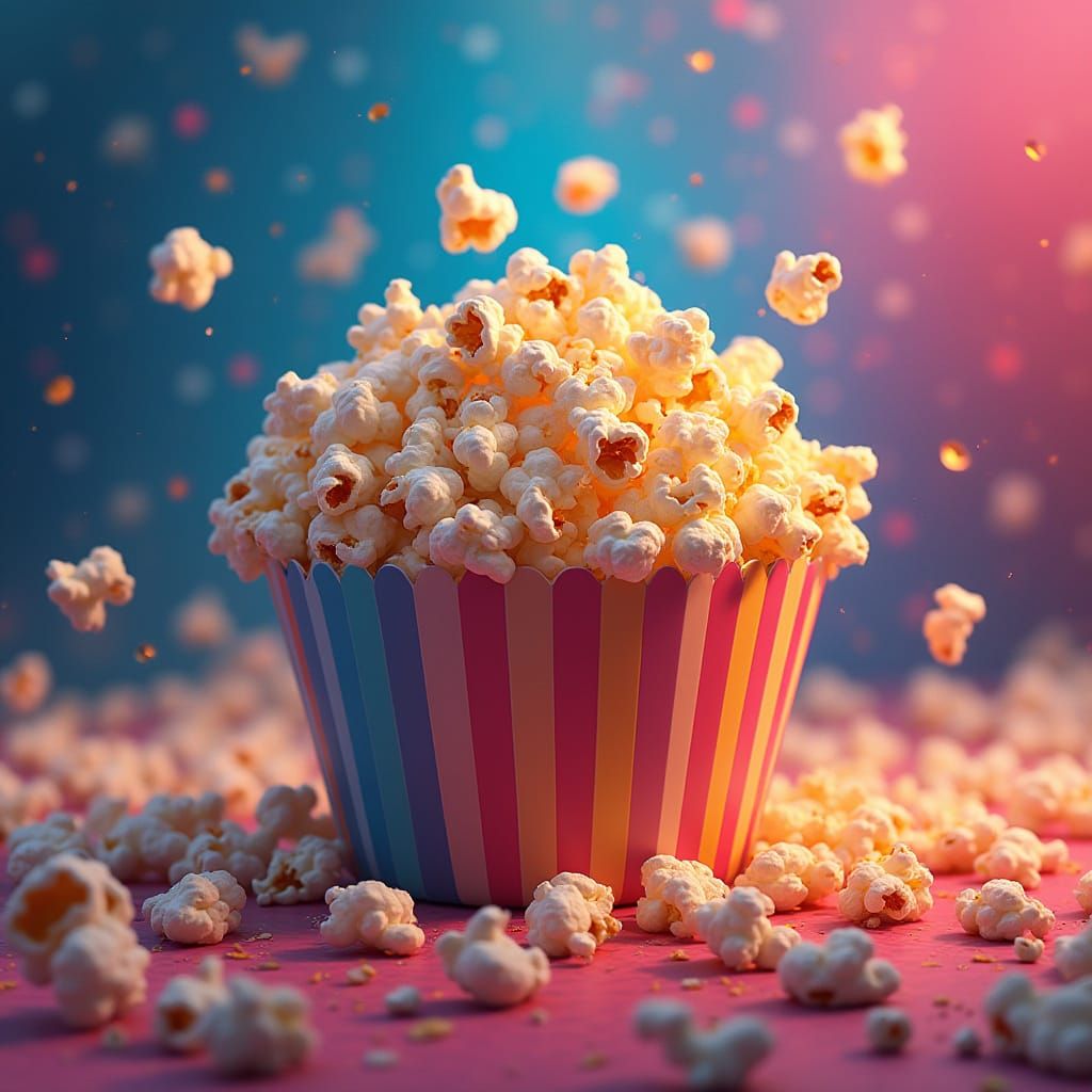 Whimsical Popcorn Dreamscape in Fantasy Art Style