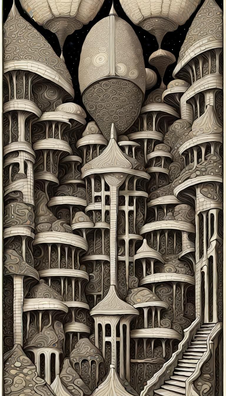 Surreal Optical Illusion in Bauhaus Pop Art Style