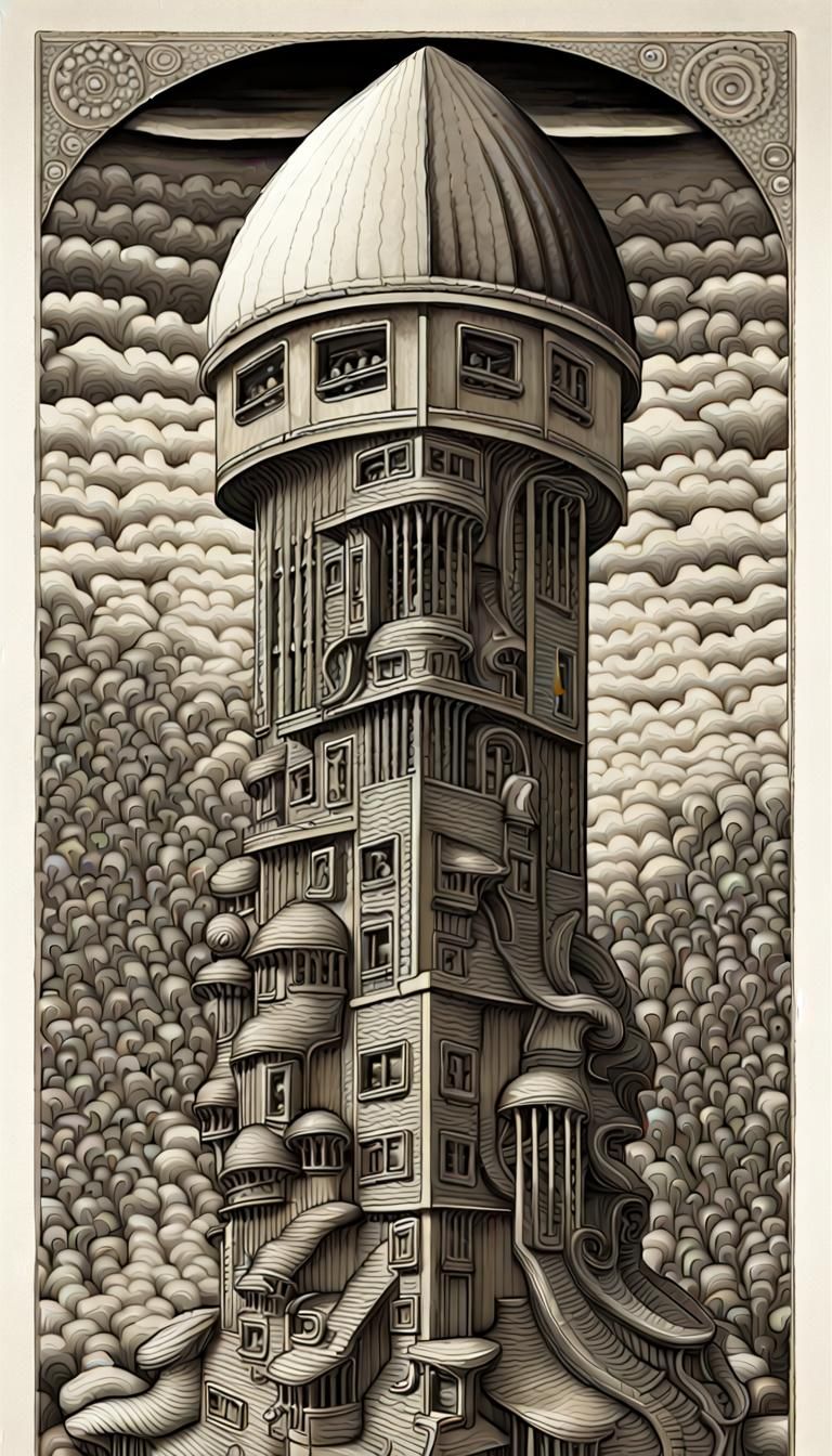 Zentangle Optical Illusion in Lithograph Style