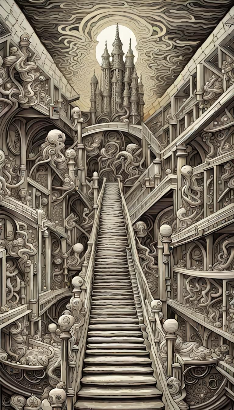 Optical Illusion Landscape in Digital Art Style