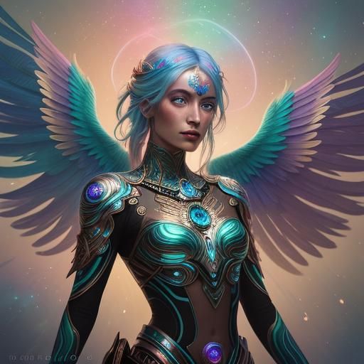 Ethereal Woman with Rose Gold Skin and Astral Energies