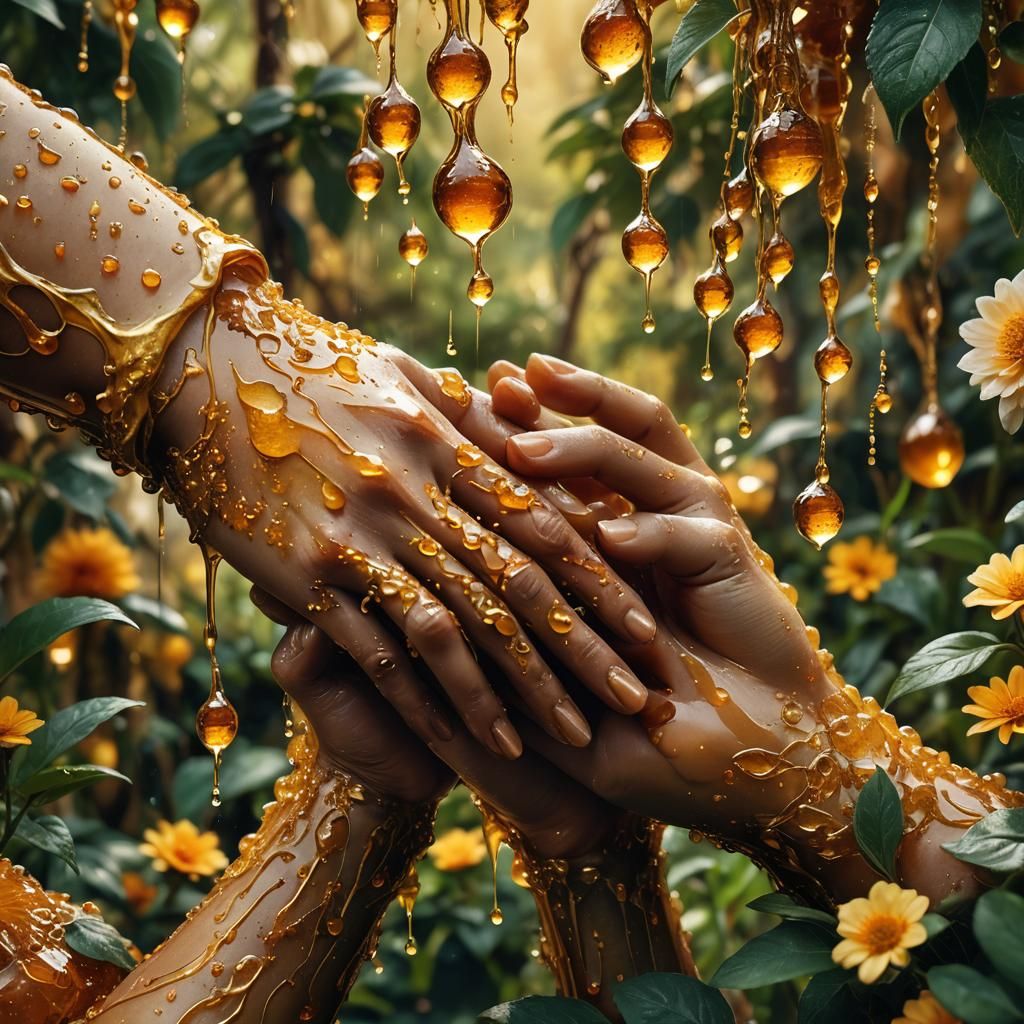 Honeyed Lovers in a Glistening Garden