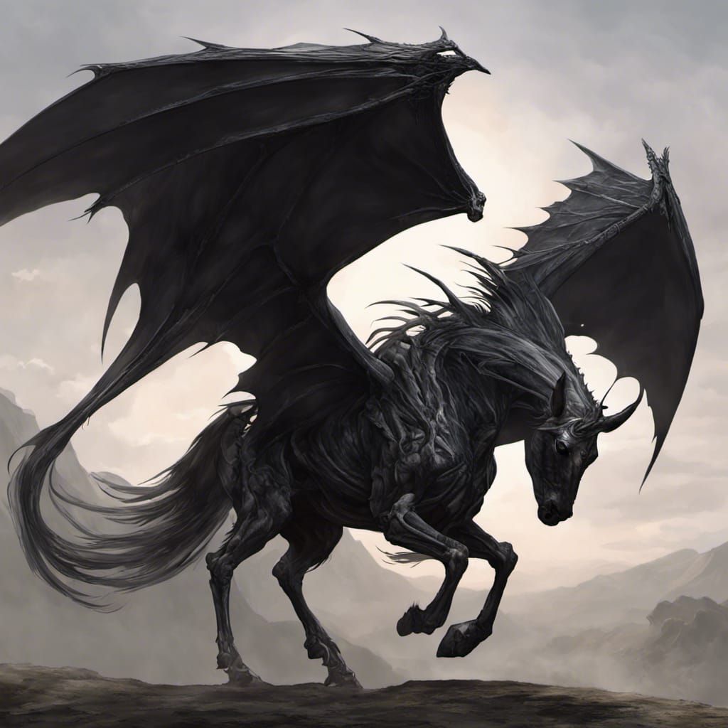 Spectacular Thestral Concept Art in Dark Fantasy Style