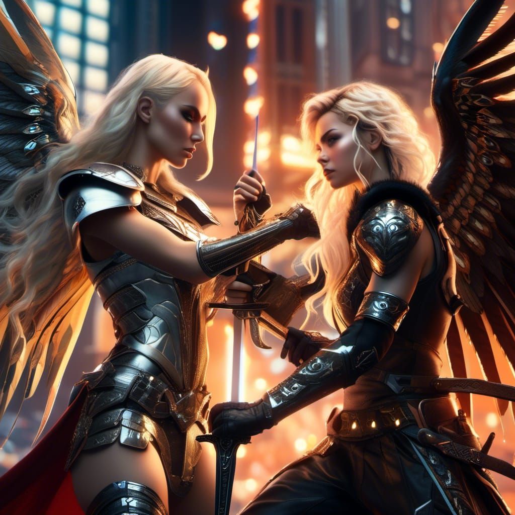 Angel vs Devil: Epic Cyberpunk Battle