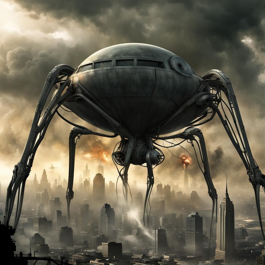 War of the Worlds Tripod Attacks City: Digital Matte Paintin...