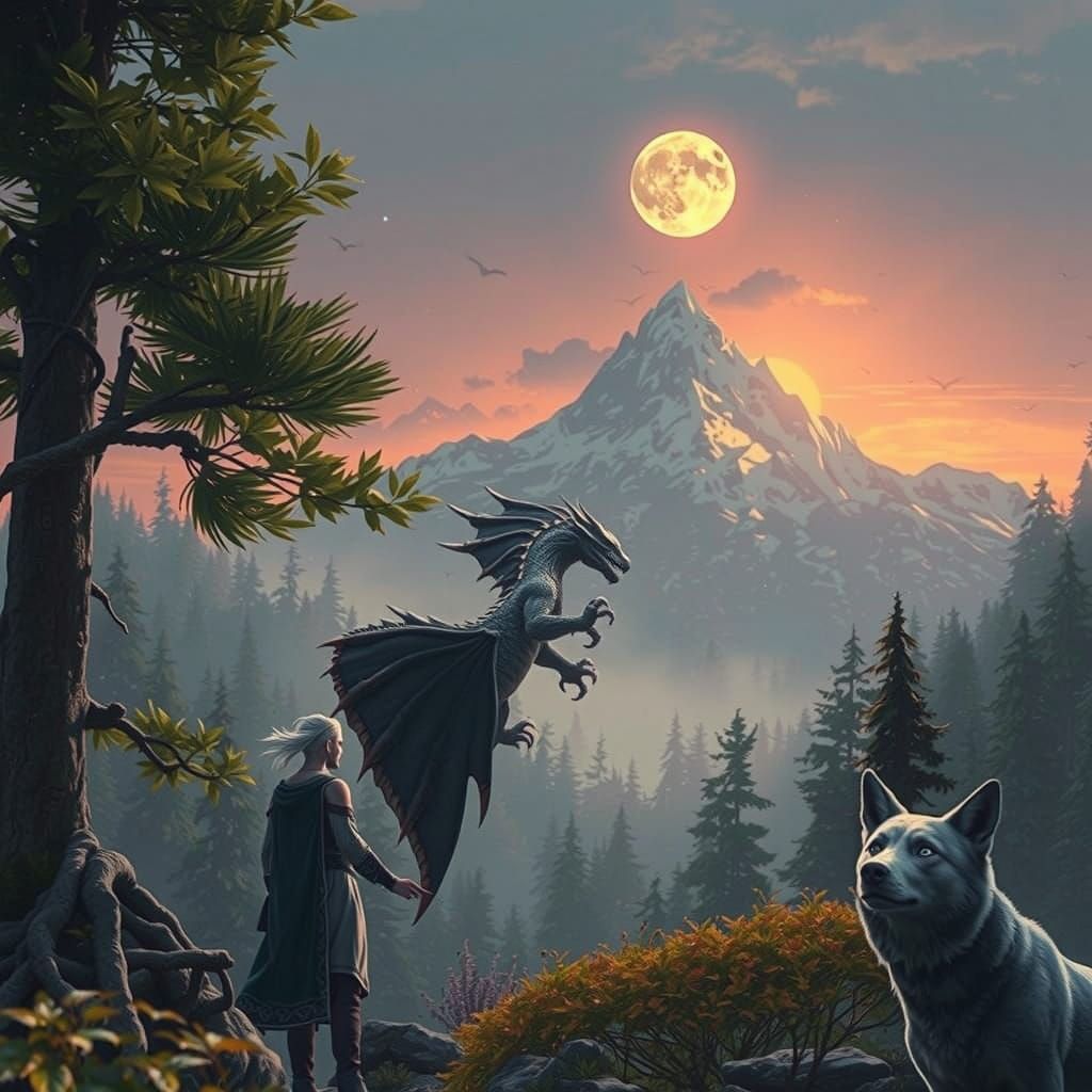 Epic Fantasy Dragon Summoning in a Majestic Mountain Landsca...