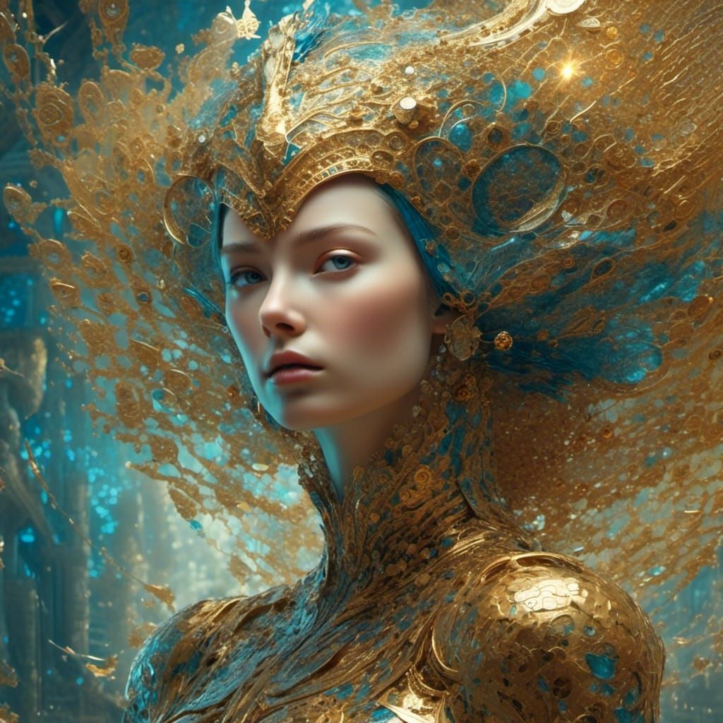 Opalescent Nymph in Futuristic Seraglio Style