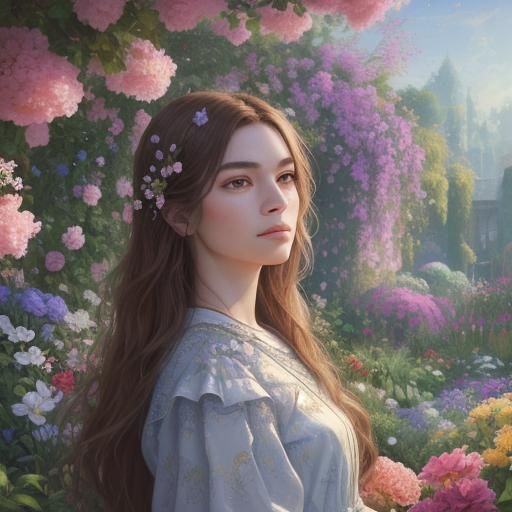 Surreal Face Surrounded by Nature as Impasto Painting