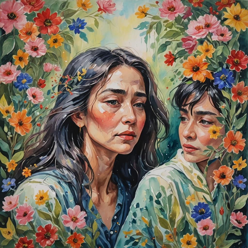 Impressionist Gouache Painting of Secrets and Tears