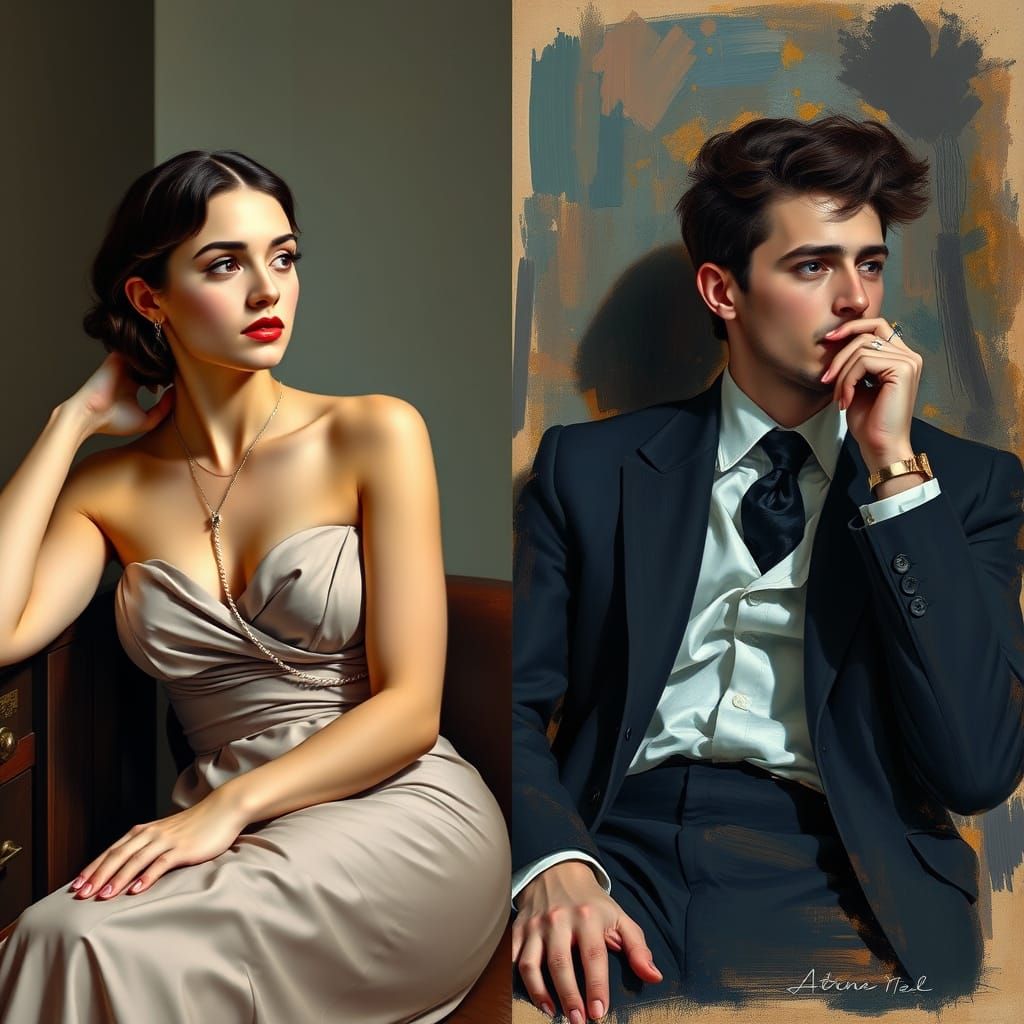 Elegant Portraits in Impressionist and Realist Styles