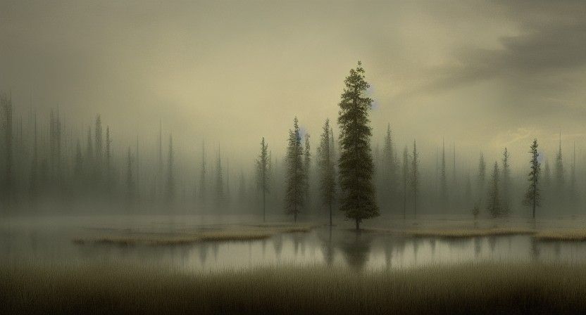 Misty Swamp Landscape Photography in Painterly Style