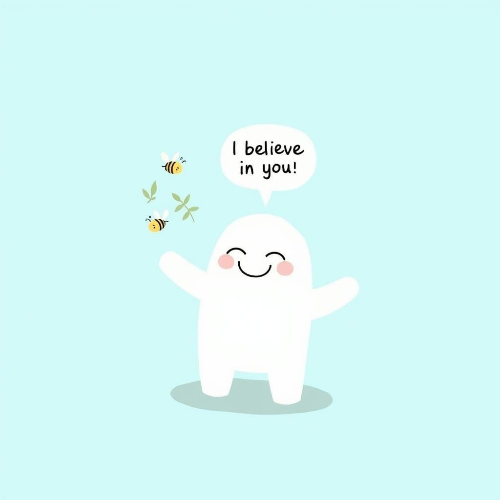 Minimalist Cartoon Character with Motivational Message