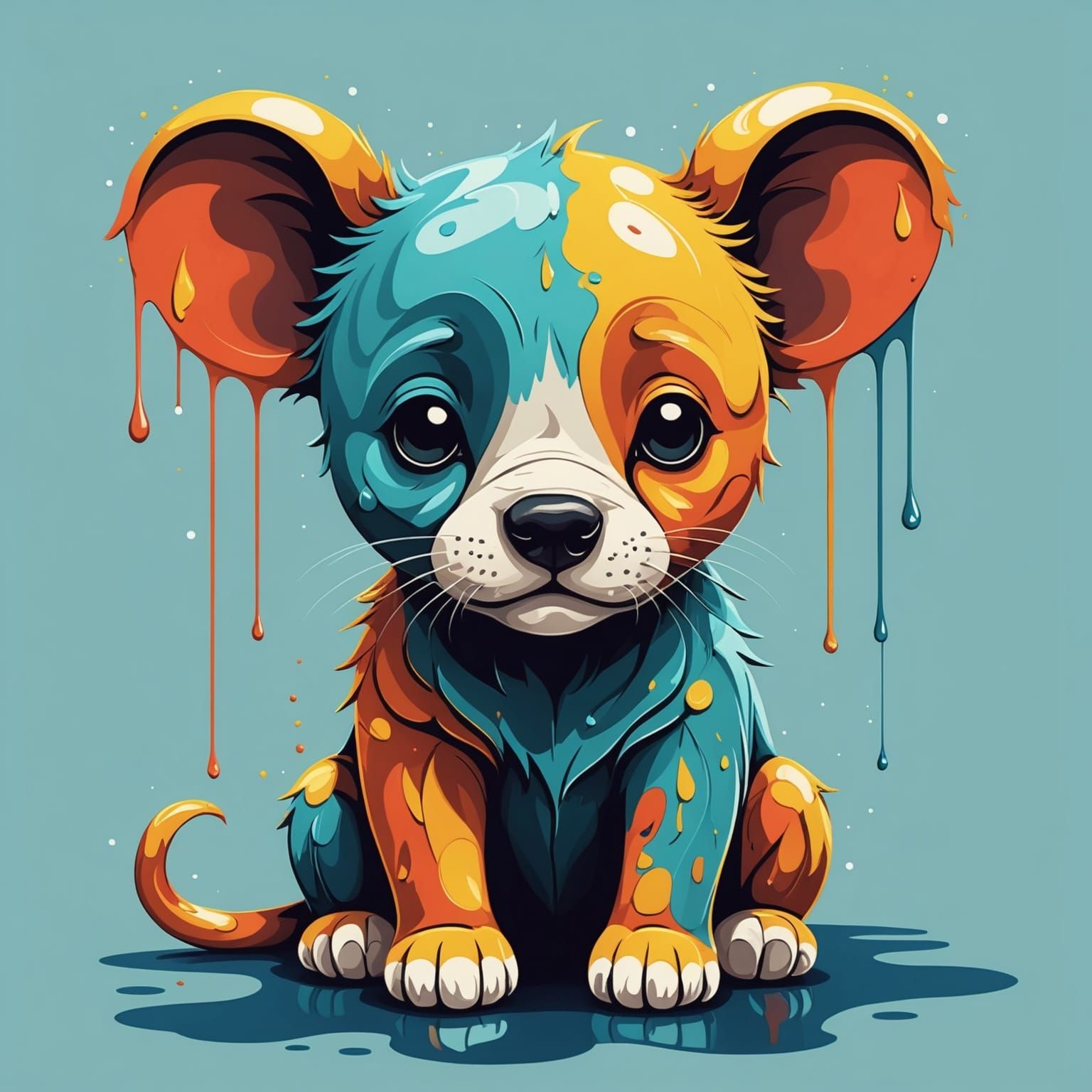 Crying Animal Expressing Loneliness in Abstract Art