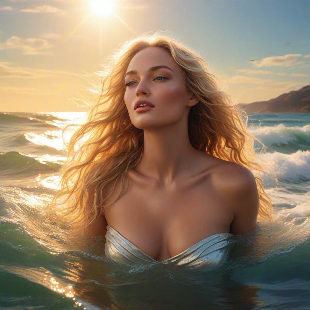 Ethereal Goddess Rises from the Aegean
