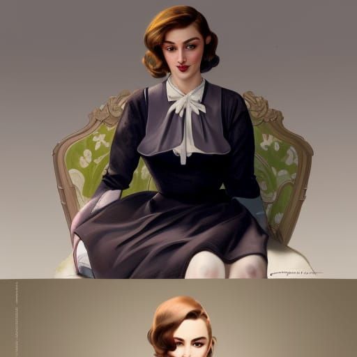 1950s Style Crossdresser Portrait in Digital Art Style