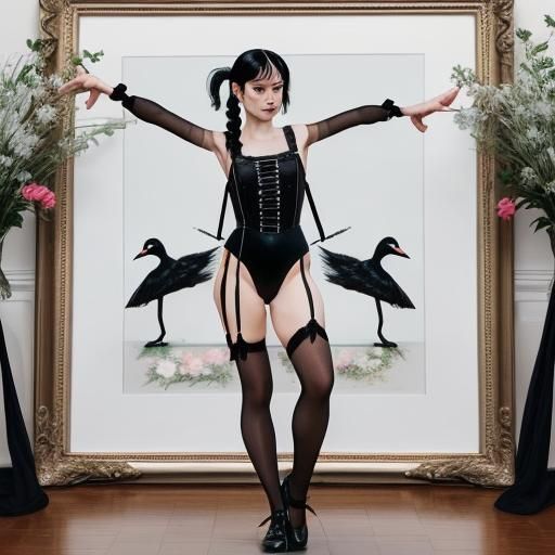 Gothic Pippi Longstocking with Black Swan