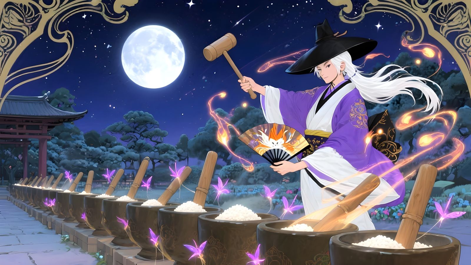 Art Nouveau Mochi Making with Magical Fox Fire