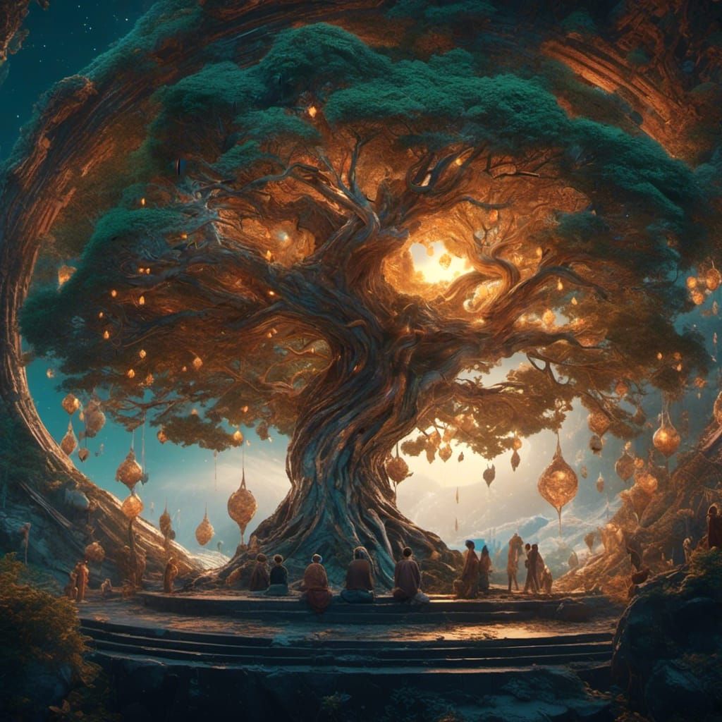 Tree of Life Matte Painting with Guru