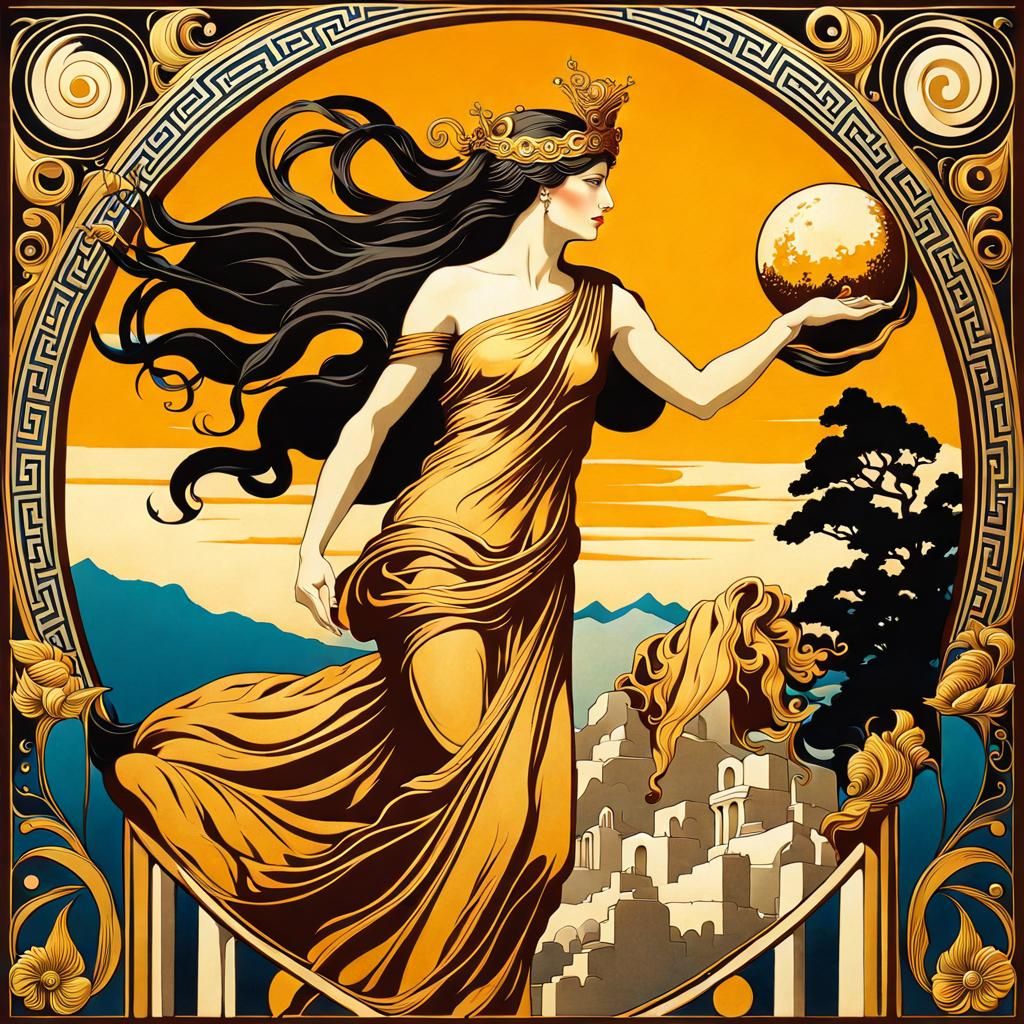 Greek Goddess of Philosophy in Art Nouveau Style