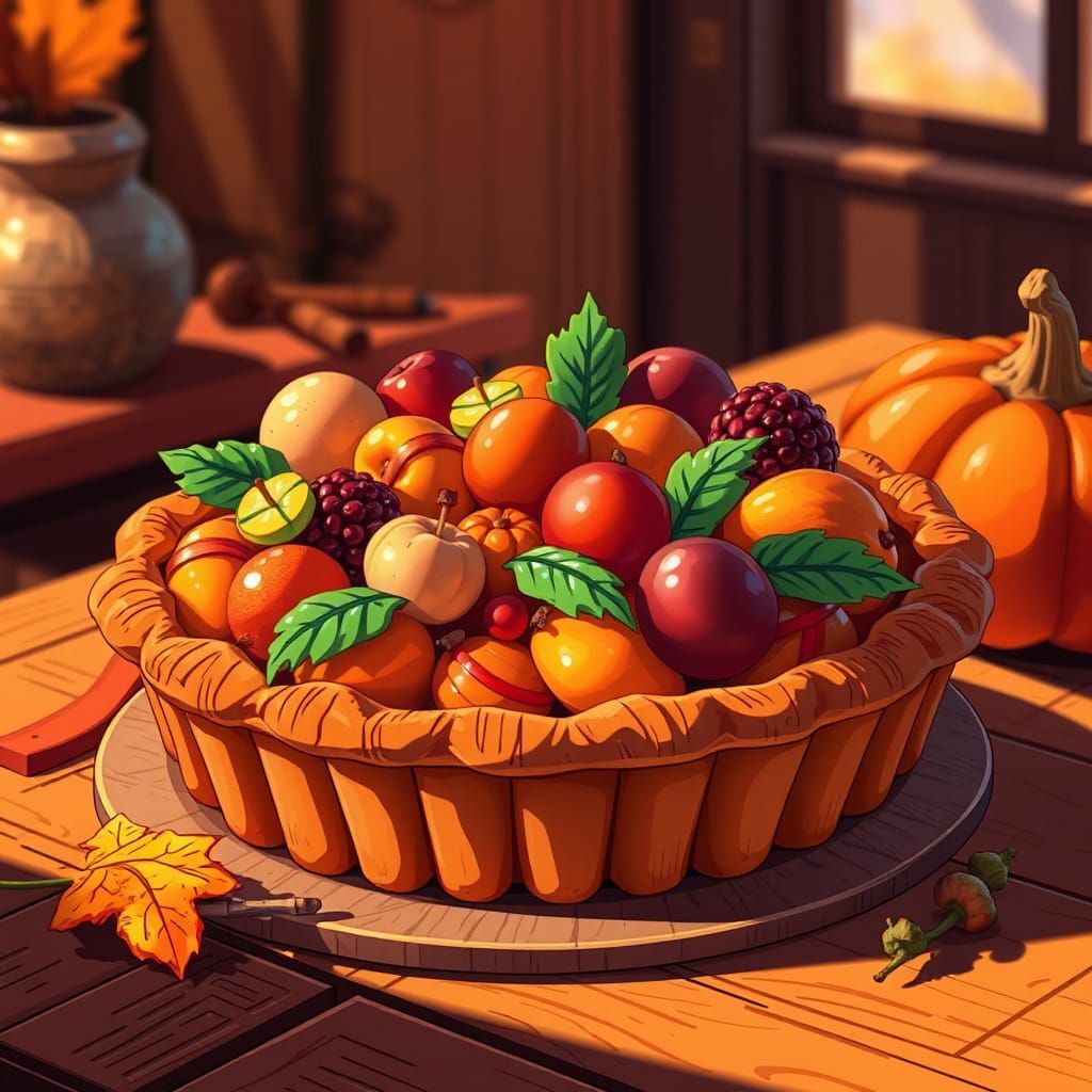 Vibrant Autumn Pie in Studio Trigger Style