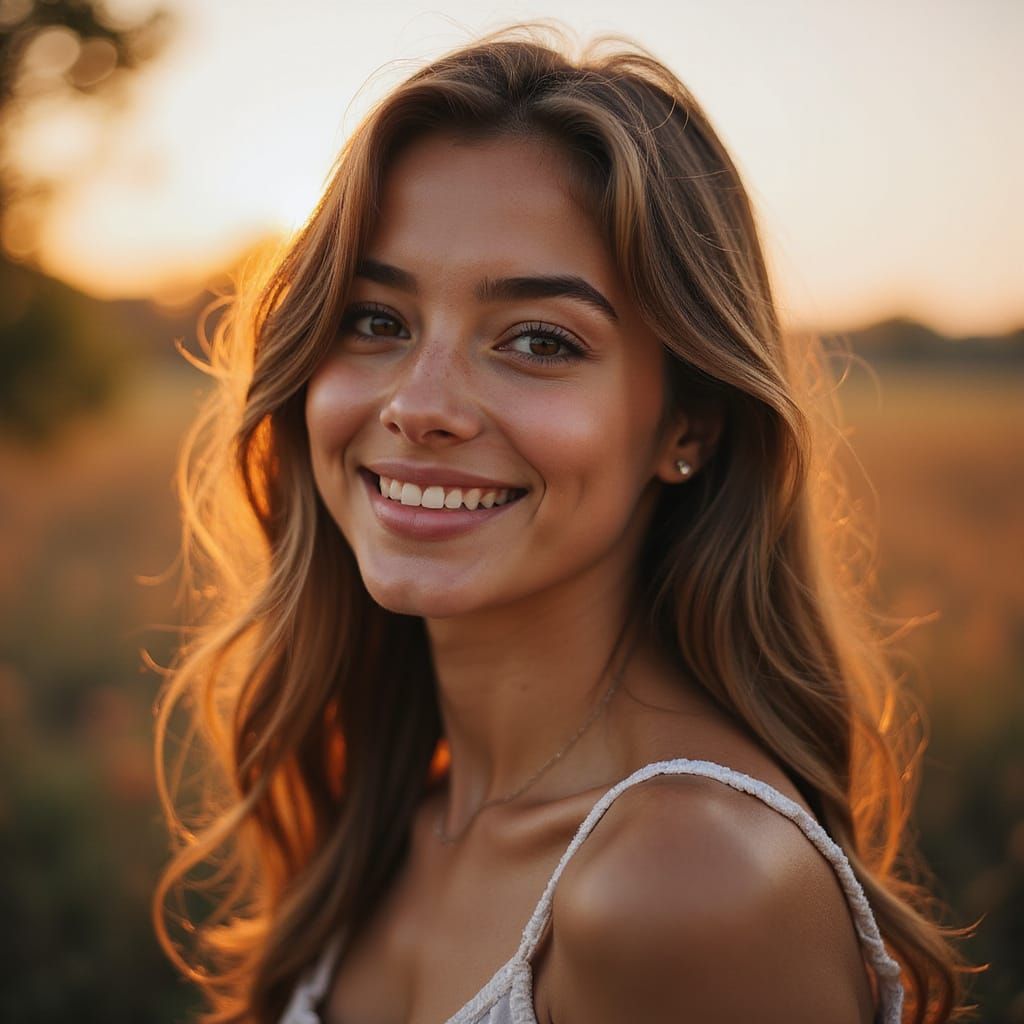 Gentle Portrait of a Young Woman in Warm, Golden Light