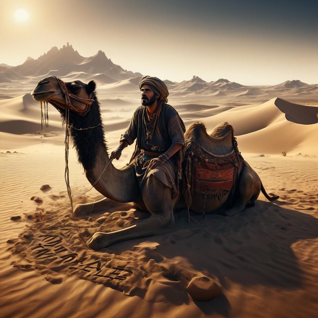 Thirsty Gypsy in Hot Desert Landscape