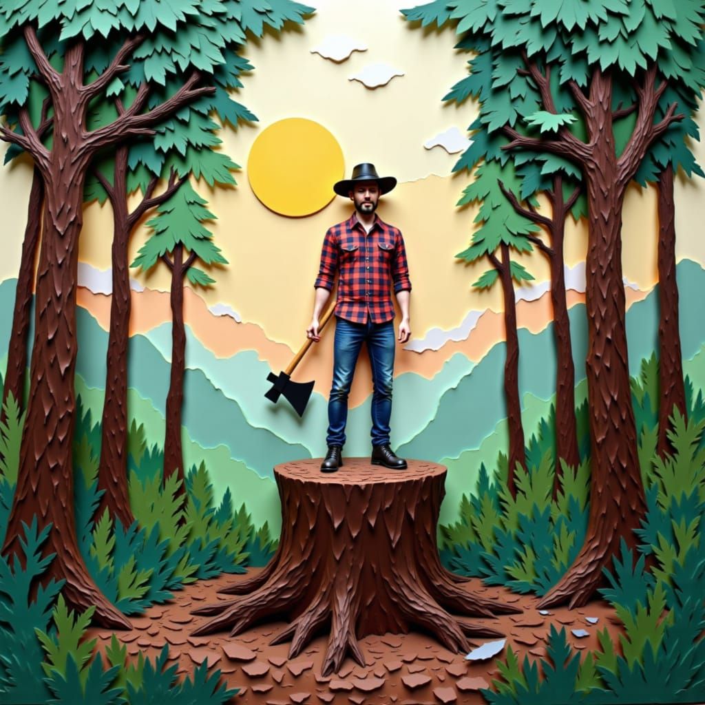 Axeman in Forest of Papercuts