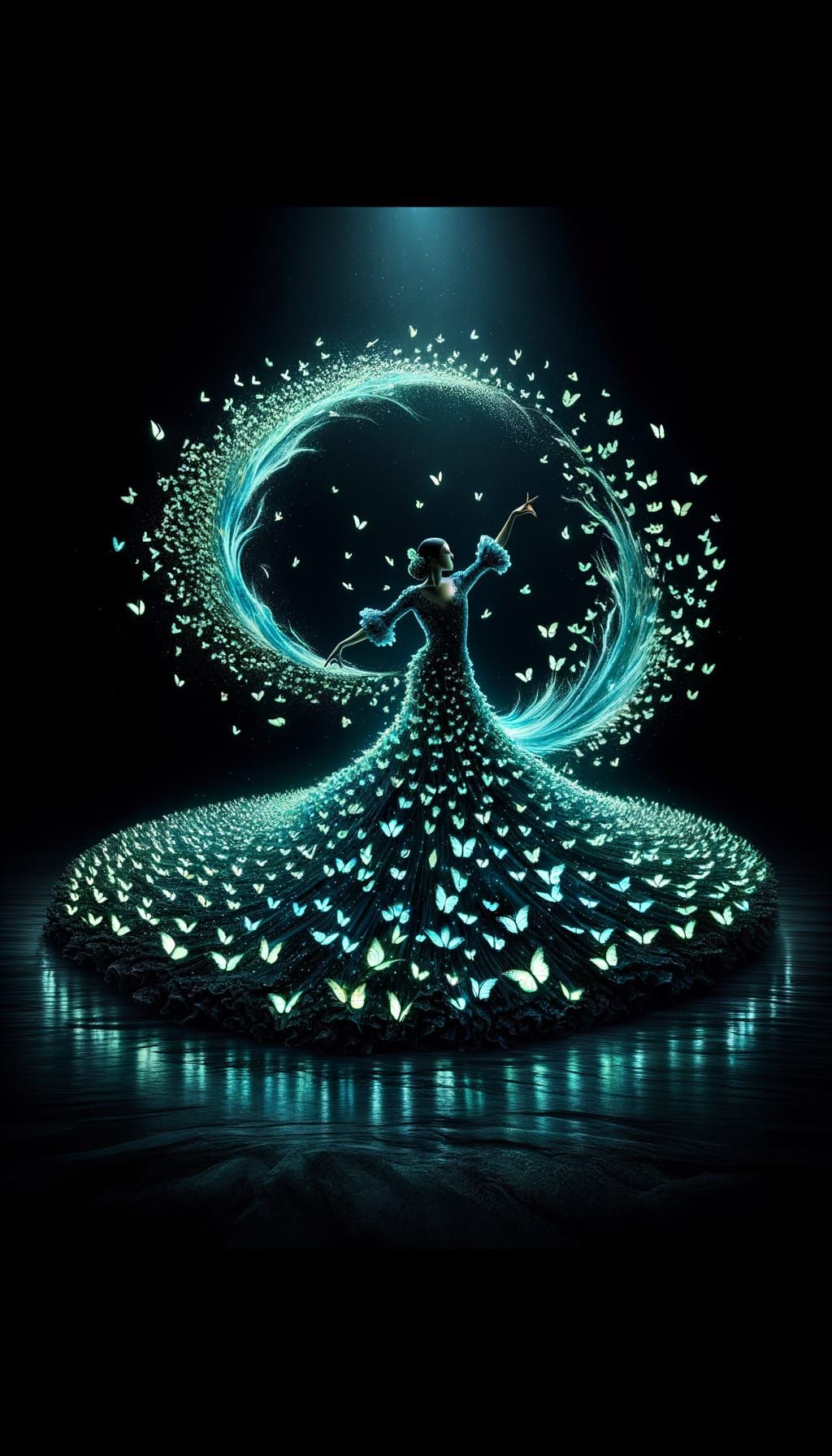 Bioluminescent Butterfly Flamenco Dancer Conceptual Art