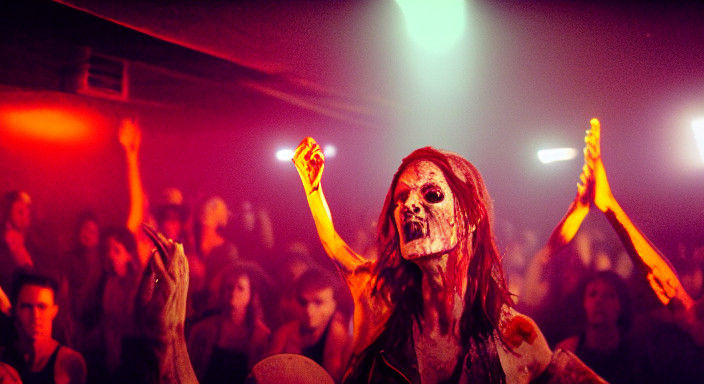 Cinematic Post-Apocalyptic Nightclub Scene with a Vibrant Pe...