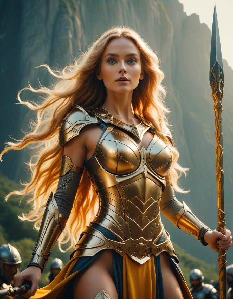 Radiant Goddess with Trident in Kingdom Setting