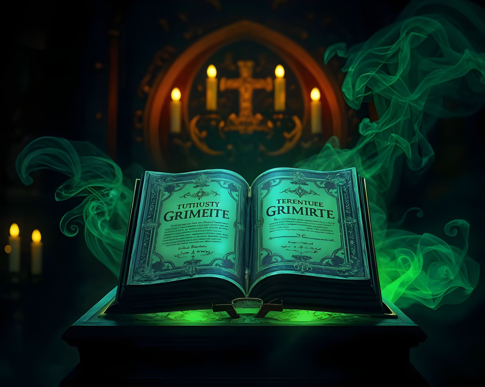 Ethereal Grimoire in Illuminated Darkness