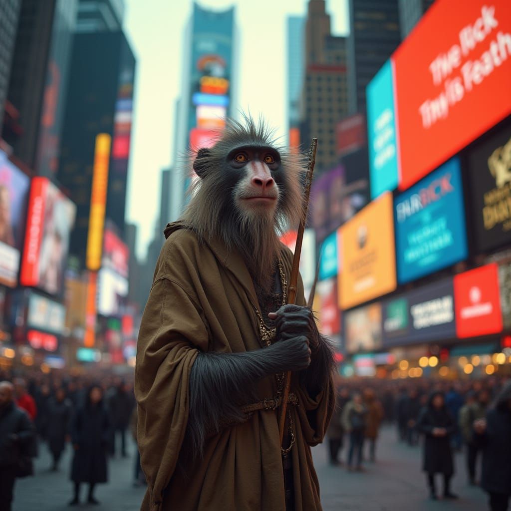 Rafiki in Times Square: Urban Mandrill Wisdom