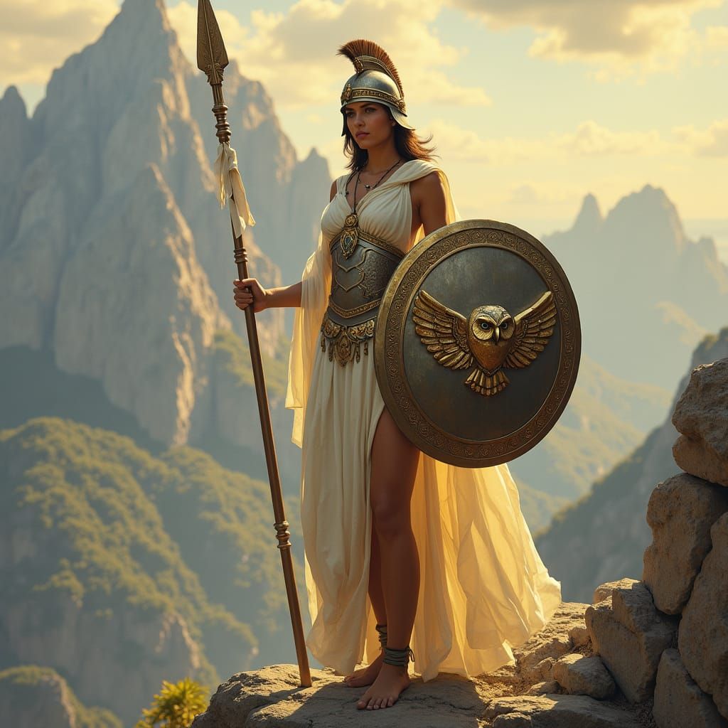 Athena, Goddess of Wisdom, on Mount Olympus