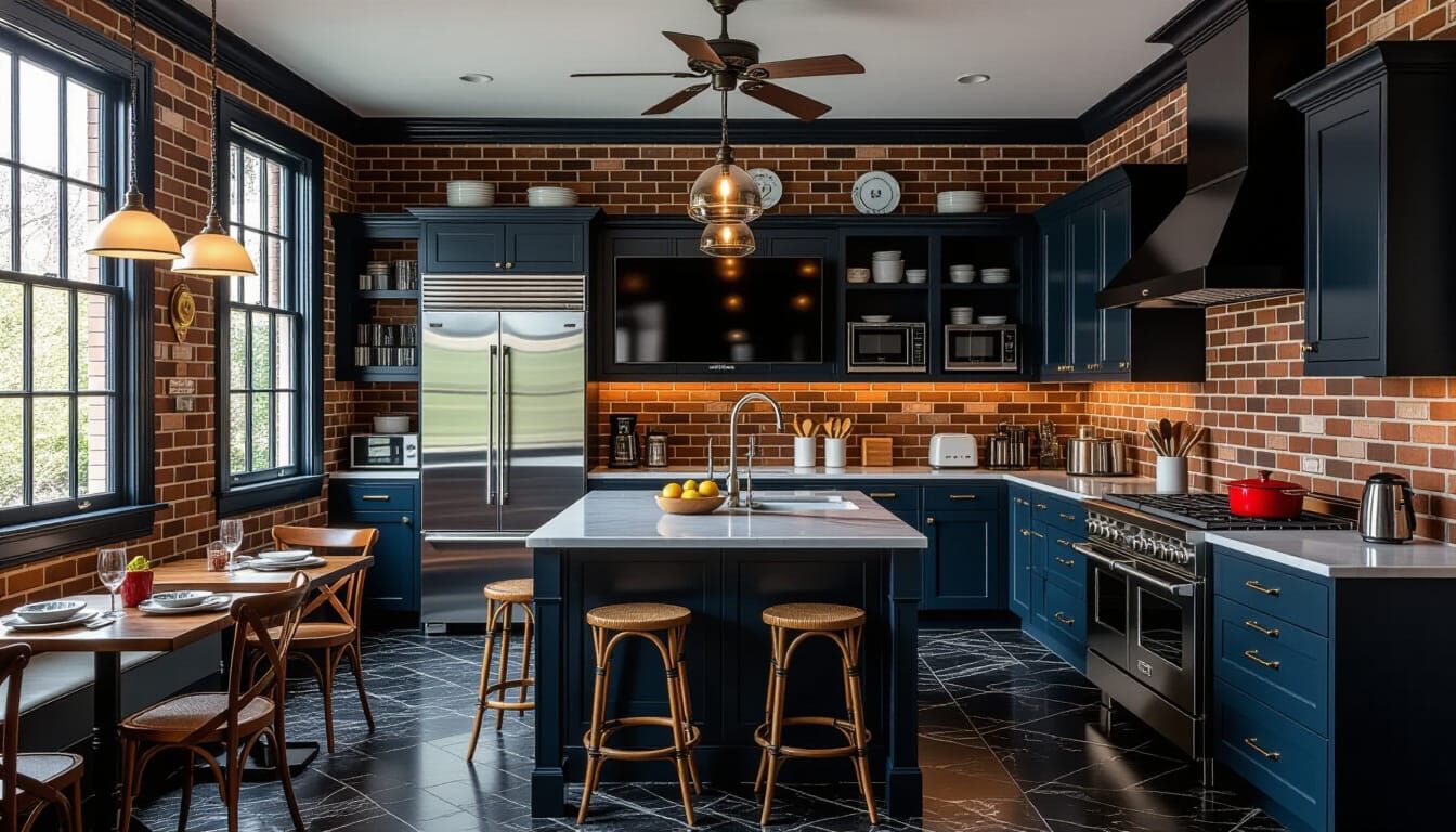 Victorian Kitchen Interior with Modern Appliances