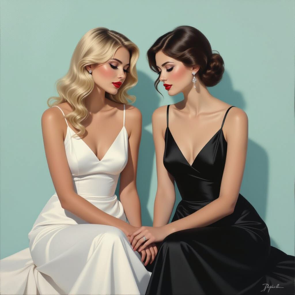 Melancholic Vision: Two Women in Elegant 60s Style