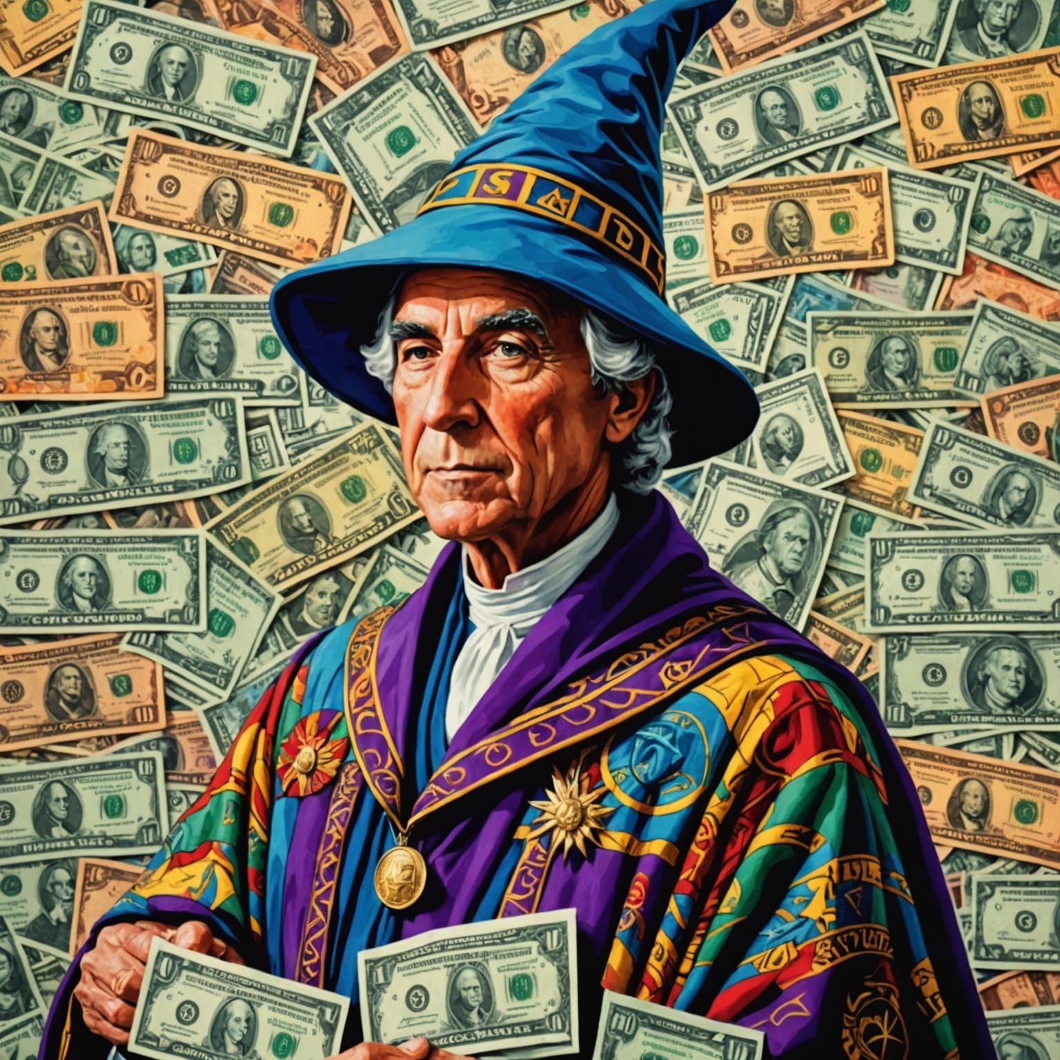 Vibrant Dollar Bill Blanket Mage