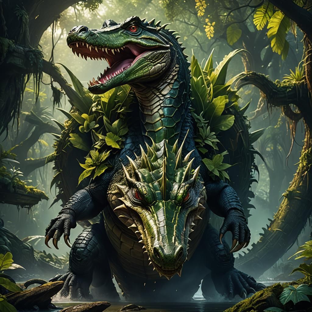 Fantastical Alligator in Detailed Matte Painting