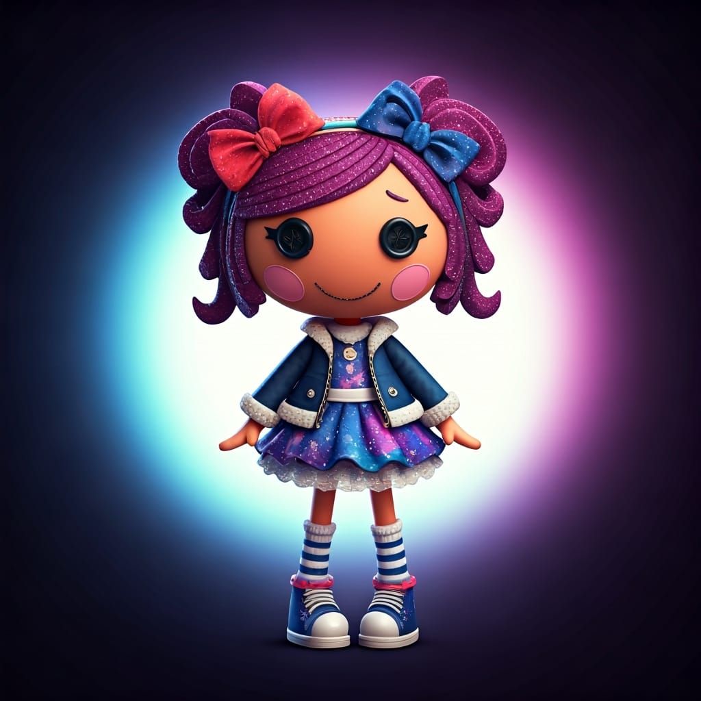 Lalaloopsy Character with Cosmic Hair in 3D Style