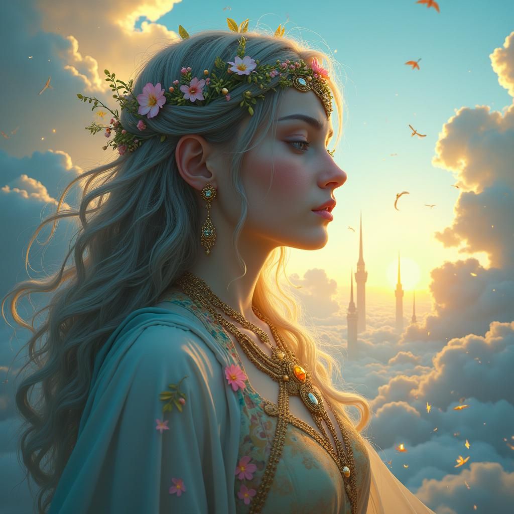 Ethereal Girl in Mystical Aura: Fantasy Concept Art