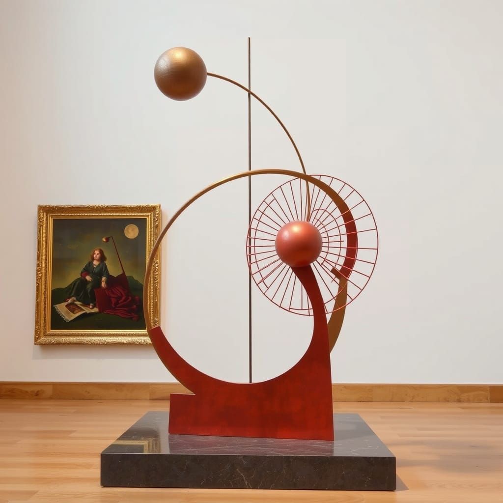 A sculpture by Alexander Calder and Naum Gabo and M.C. Escher.