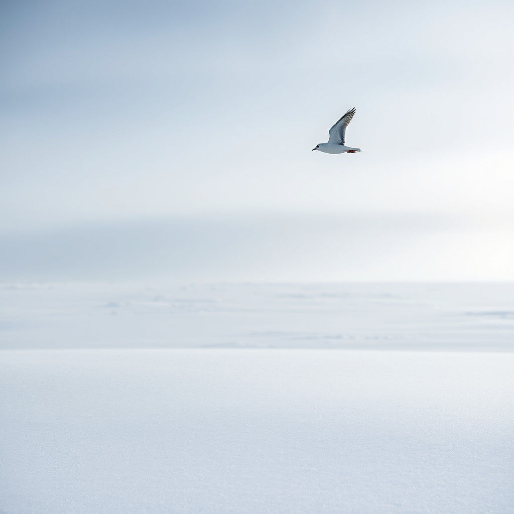 Bird's Flight Over Winter Landscape