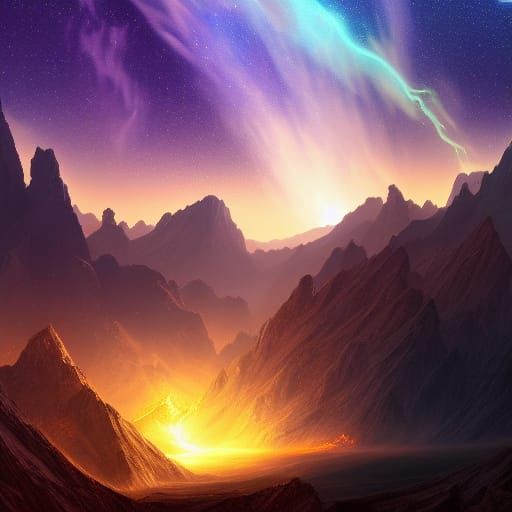 Apocalyptic Galaxy Landscape in Detailed Matte Painting