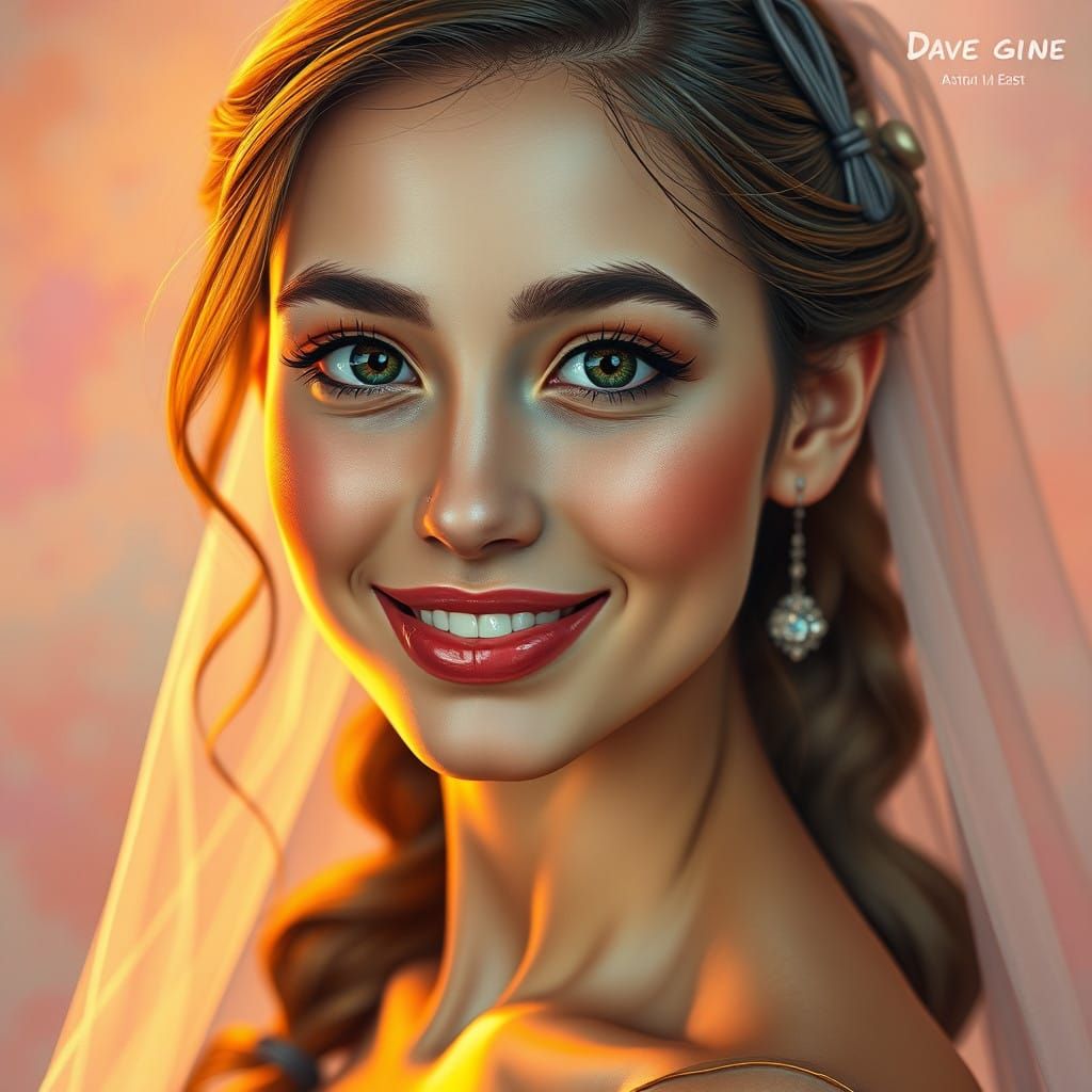 Stunning Young Bride in Vibrant, Hyperrealistic Portrait